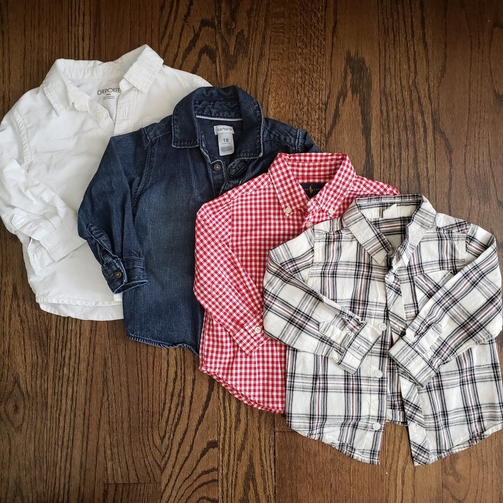 4 toddler boys button up dress shirts